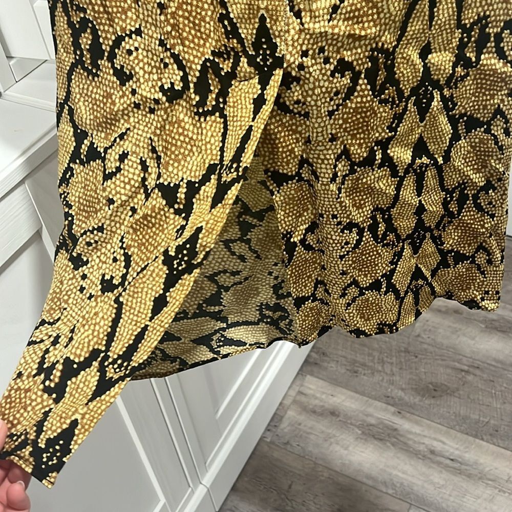 BA&SH Jupe Carry Midi Skirt, Slit, Ruched, Snakeskin, Size 2 (8/M) - Picture 9 of 14